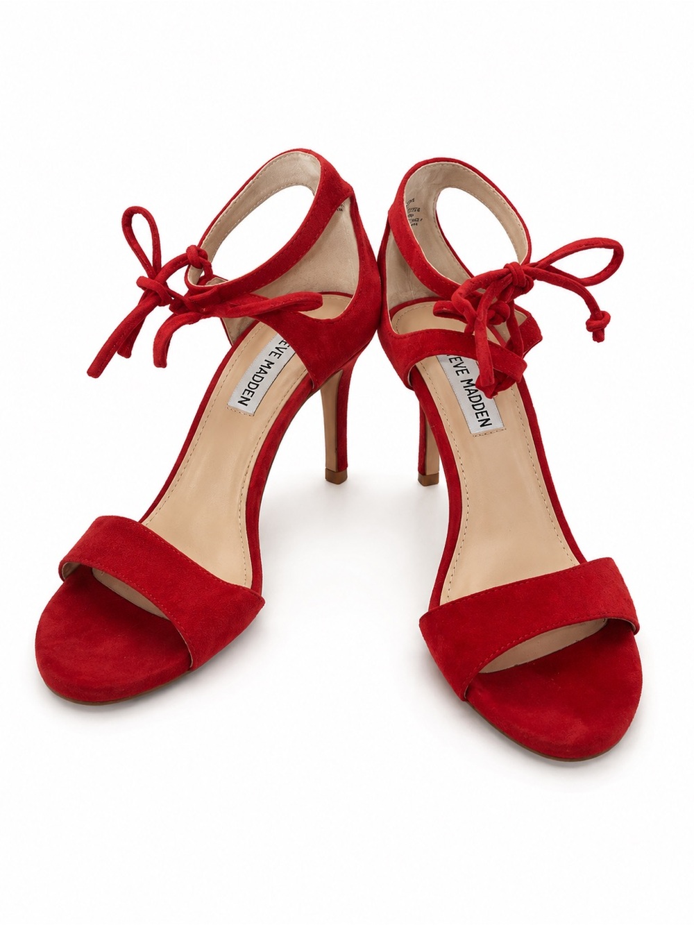 Steve Madden Red Suede Heels – Ankle Tie, Size 7.5